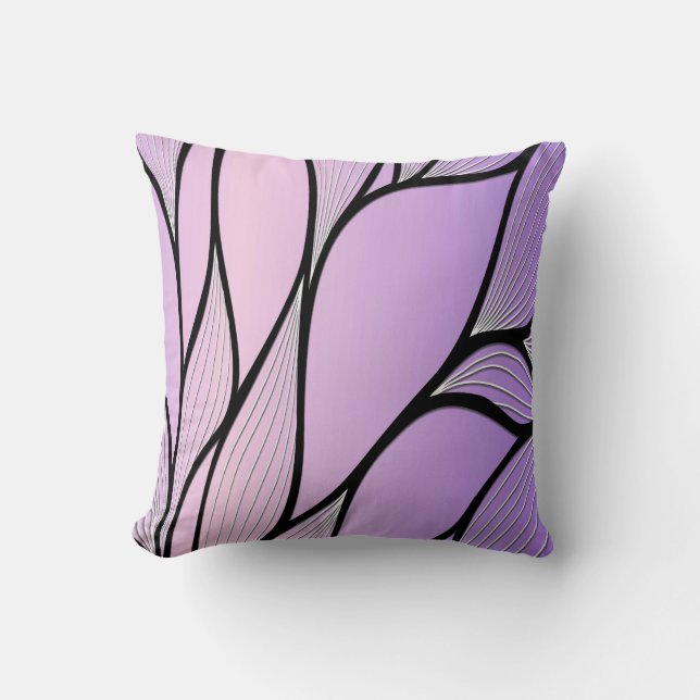 Pearlescent Purple Creative Leave Pattern  Throw Pillow (Front)