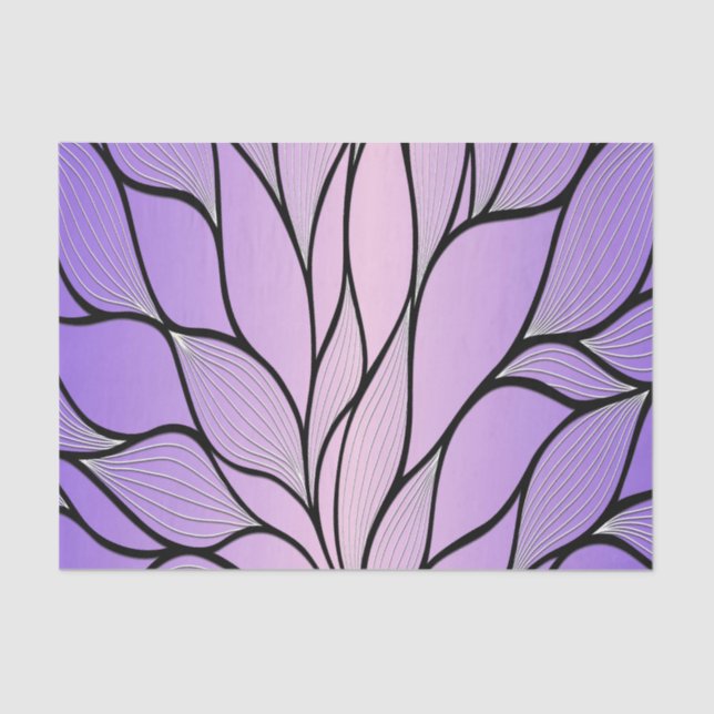 Pearlescent Purple Creative Leave Pattern  Tissue Paper (Front)