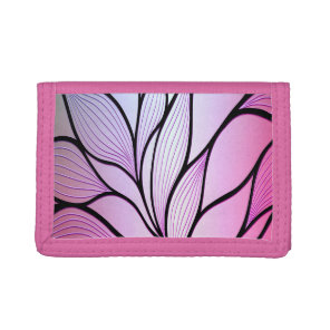 Pearlescent Purple Creative Leave Pattern  Tri-fold Wallet