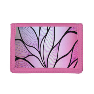 Pearlescent Purple Creative Leave Pattern Trifold Wallet