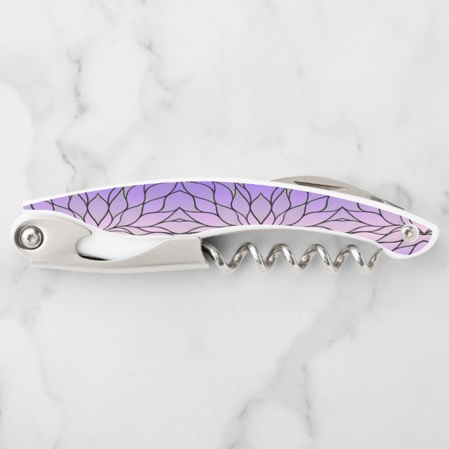 Pearlescent Purple Creative Leave Pattern  Waiter's Corkscrew (Front)