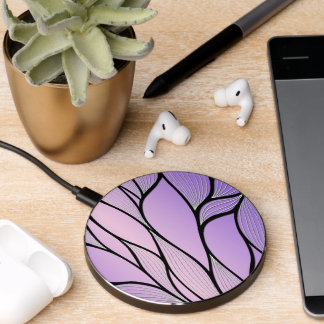 Pearlescent Purple Creative Leave Pattern  Wireless Charger