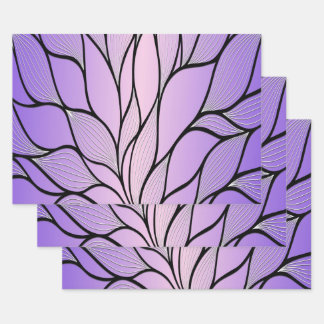Pearlescent Purple Creative Leave Pattern Wrapping Paper Sheets