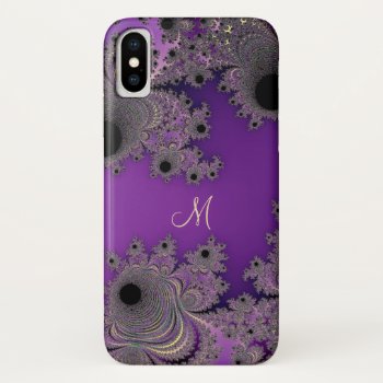 Pearlescent Purple Fractal Monogram Iphone Case by Skinssity at Zazzle