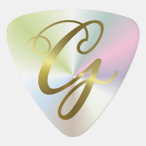 Pearlized background with Gold initial Guitar Pick