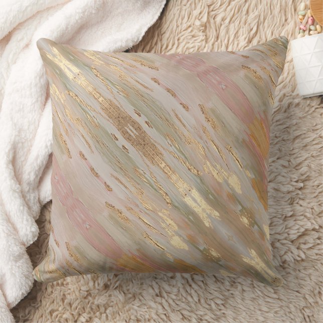 Pearlized Gold, Rose  Throw Pillow (Blanket)