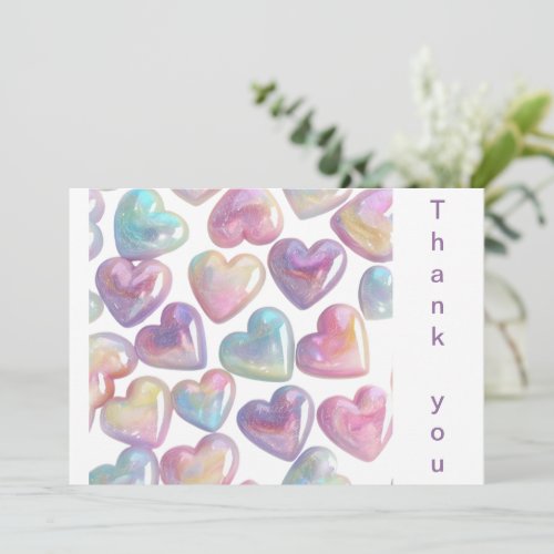 Pearlized Hearts  Thank You Card