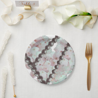 Pearls and Flowers Paper Plates