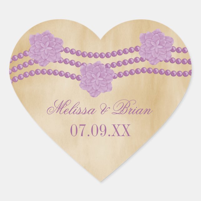 Pearls and Flowers Wedding Stickers (Front)