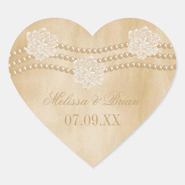 Pearls and Flowers Wedding Stickers (Front)