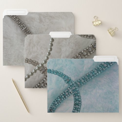 Pearls and Gems Faux Fur File Folder