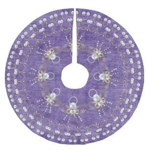 Pearls and Gold - Metallic Christmas Angel of Joy Brushed Polyester Tree Skirt