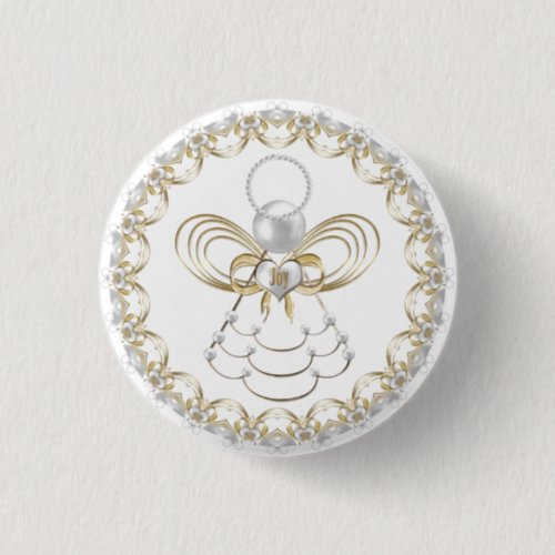 Pearls and Gold _ Metallic Christmas Angel of Joy Button