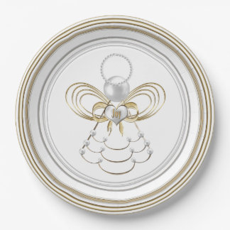 Pearls and Gold - Metallic Christmas Angel of Joy Paper Plates