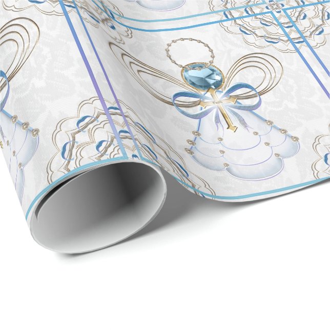 Pearls and Gold - Metallic Christmas Angel of Joy Wrapping Paper (Roll Corner)