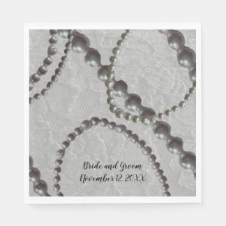 Pearls and Lace Wedding Paper Napkins