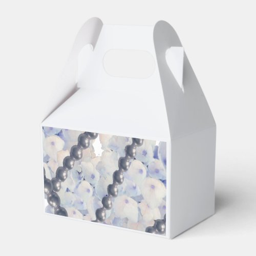 Pearls and Light Blue Hydrangeas Favor Box