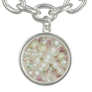 Pearls And Pink Daisy Bracelet