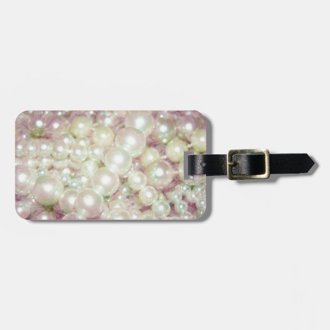 Pearls And Pink Daisy Luggage Tag (Front Horizontal)