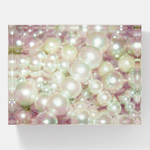 Pearls And Pink Daisy Paperweight