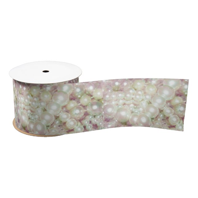 Pearls And Pink Daisy Satin Ribbon (Spool)