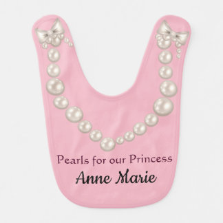 Pearls And Pink For Our Princess Baby Bib