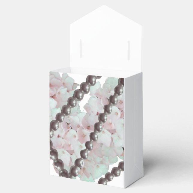 Pearls and Pink Hydrangeas Favor Box (Opened)