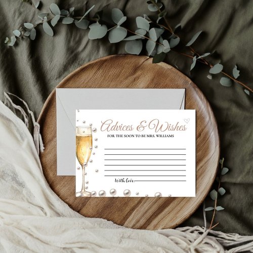 Pearls and Prosecco Advices  WIshes Bridal Shower Enclosure Card