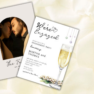 Pearls And Prosecco Arch Photo Engagement Party Invitation