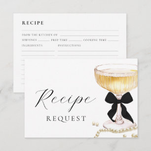 Pearls and Prosecco Black Bow Recipe Request Enclosure Card