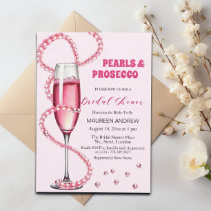 Pearls and Prosecco Blush Pink Bridal Shower Invitation
