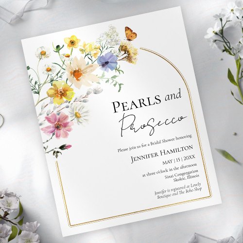 Pearls and Prosecco Boho Bridal Shower Invitation