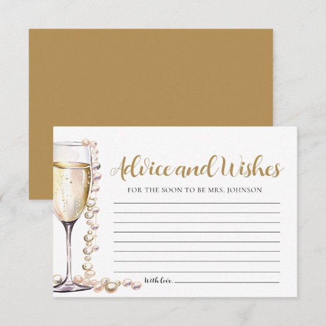 Pearls and Prosecco Bridal Advice and Wishes Card (Front/Back)