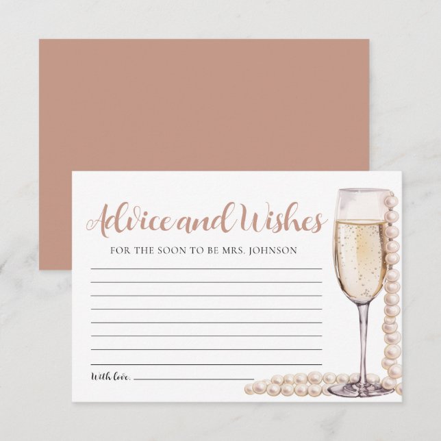 Pearls and Prosecco Bridal Advice and Wishes Card (Front/Back)