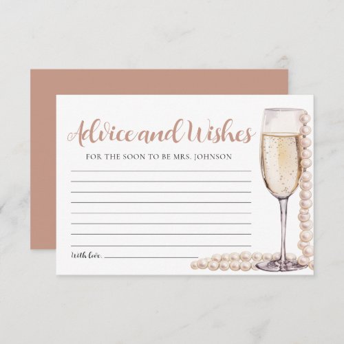 Pearls and Prosecco Bridal Advice and Wishes Card