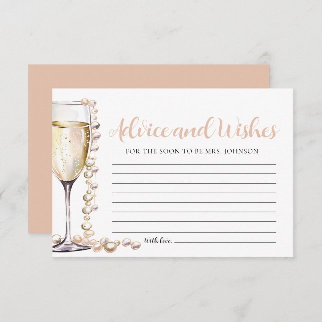 Pearls and Prosecco Bridal Advice and Wishes Card (Front/Back)