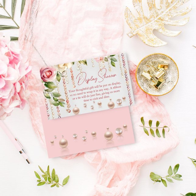 Pearls and prosecco bridal display shower  enclosure card (Pearls and prosecco bridal display shower enclosure card blush pink roses and pearls themed)