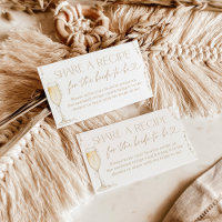 Pearls and Prosecco Bridal Recipe Request Card