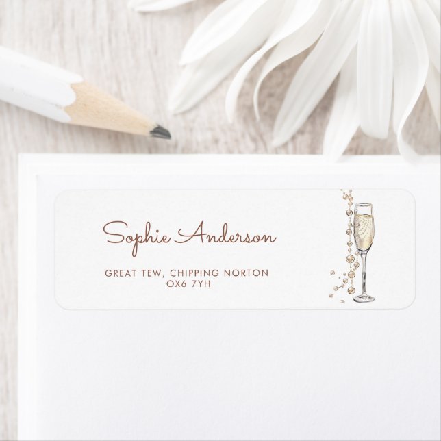 Pearls And Prosecco Bridal Shower Address Label (Insitu)