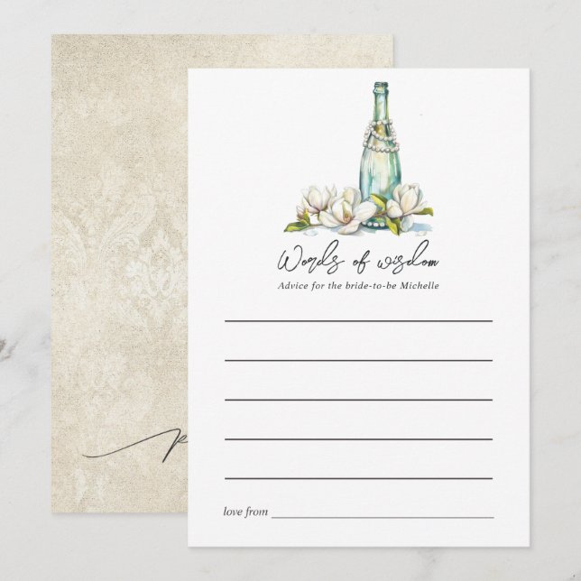 Pearls and Prosecco Bridal Shower Advice Card (Front/Back)