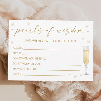 Pearls and Prosecco Bridal Shower Advice Card