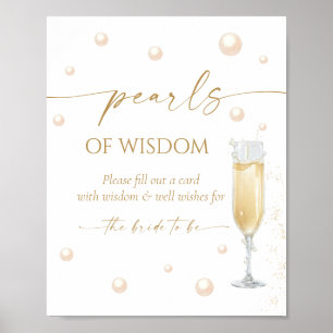 Pearls and Prosecco Bridal Shower Advice Poster
