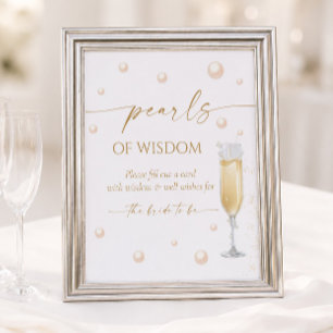 Pearls and Prosecco Bridal Shower Advice Poster