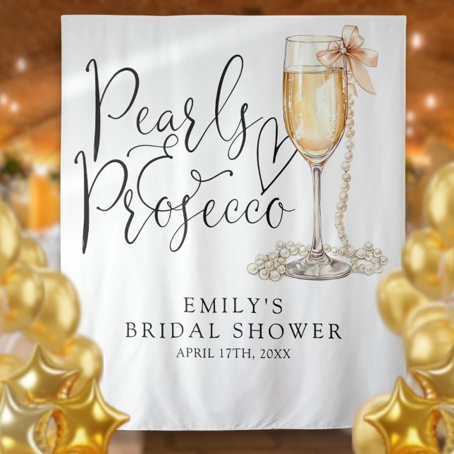 Pearls And Prosecco Bridal Shower Backdrop (Pearls And Prosecco Bridal Shower Backdrop)