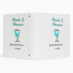 Pearls and prosecco bridal shower blue black name 3 ring binder