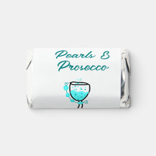 Pearls and prosecco bridal shower blue black name  hershey's miniatures