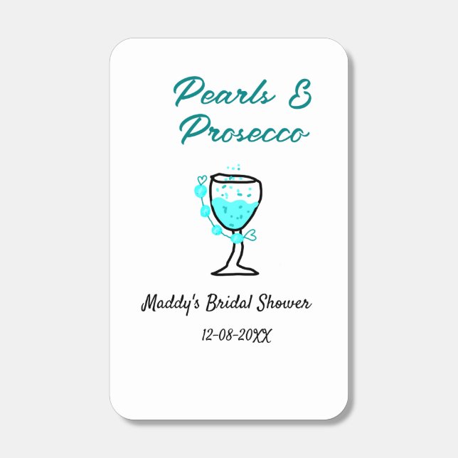 Pearls and prosecco bridal shower blue black name  matchboxes (Front)