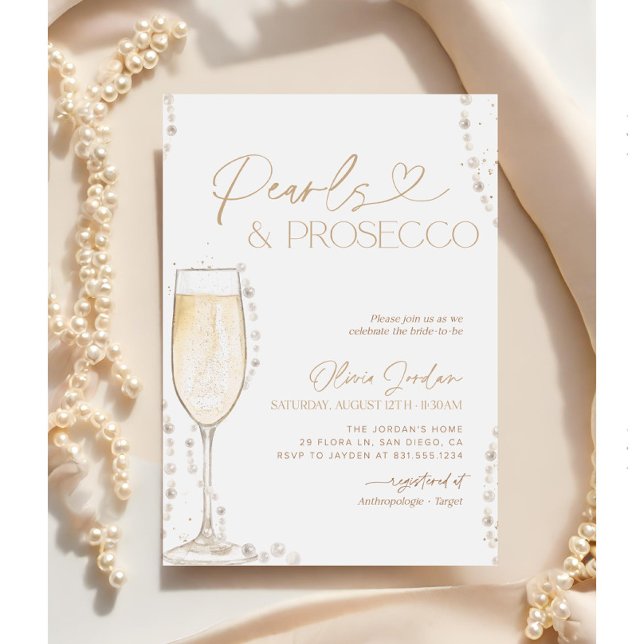 Pearls and Prosecco Bridal Shower, Bridal Brunch  Invitation (Creator Uploaded)