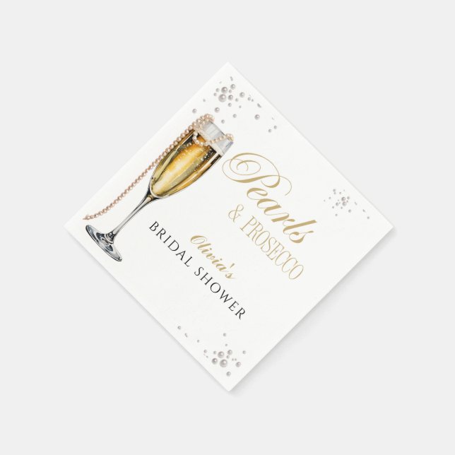 Pearls and Prosecco Bridal Shower, Bridal Brunch Napkins (Corner)