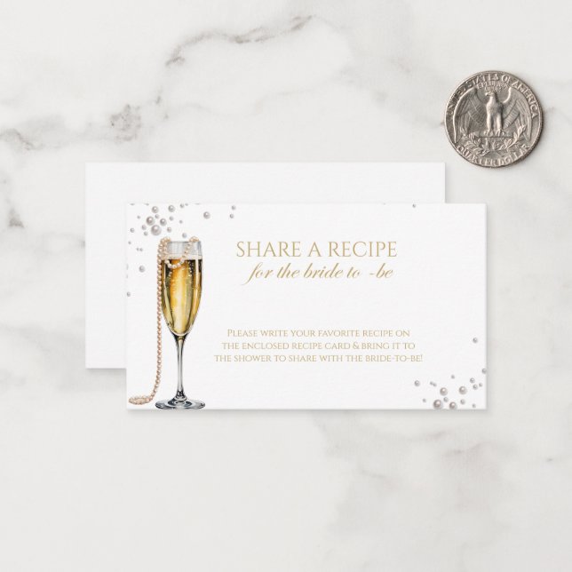 Pearls and Prosecco Bridal Shower, Bridal Brunch Note Card (Front/Back In Situ)
